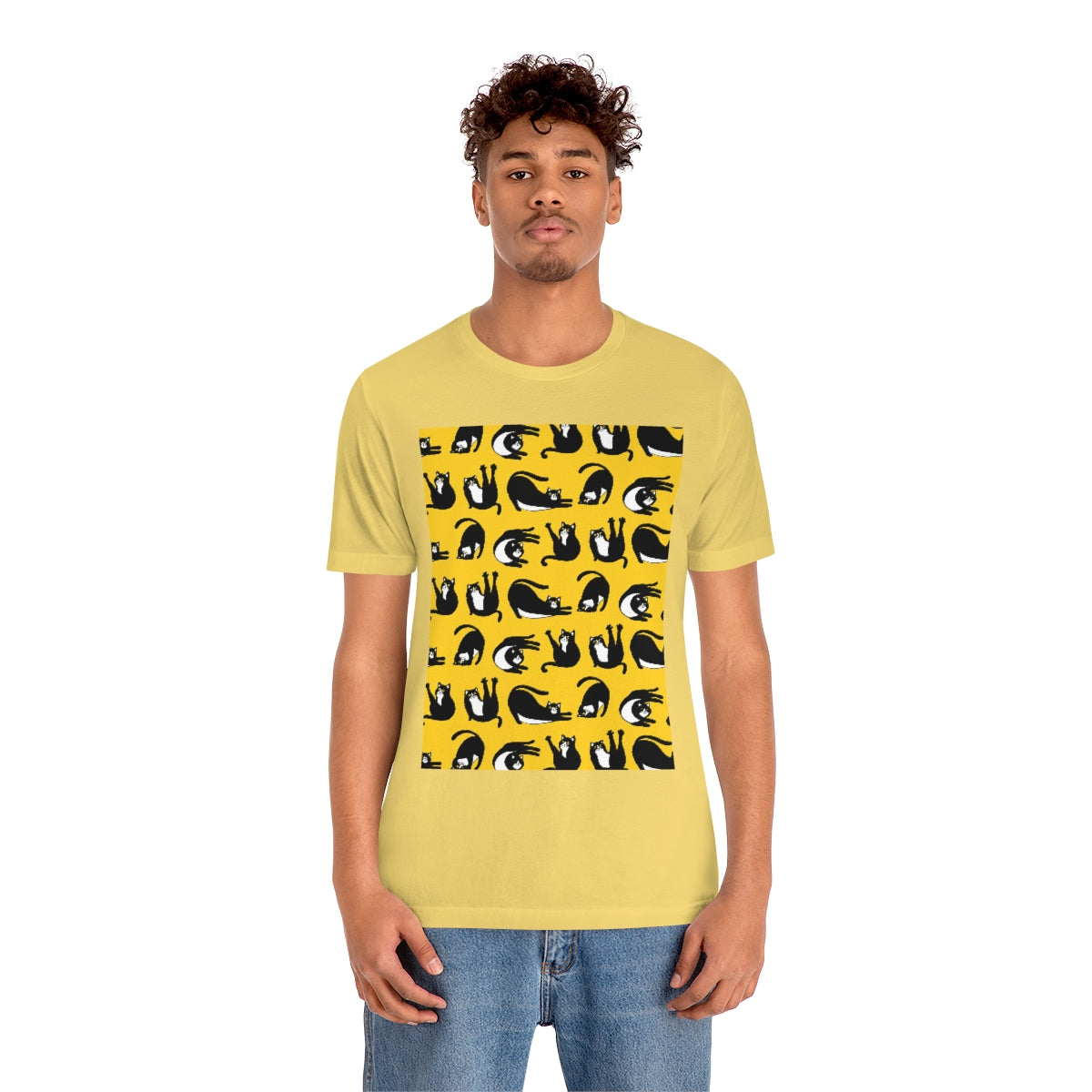 Unisex Jersey Short Sleeve Tee "Cats on yellow"