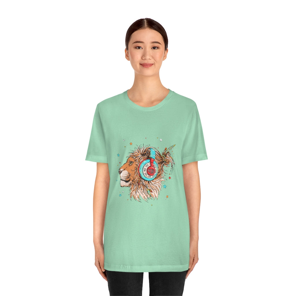 Unisex Jersey Short Sleeve Tee "Lion & headphones"