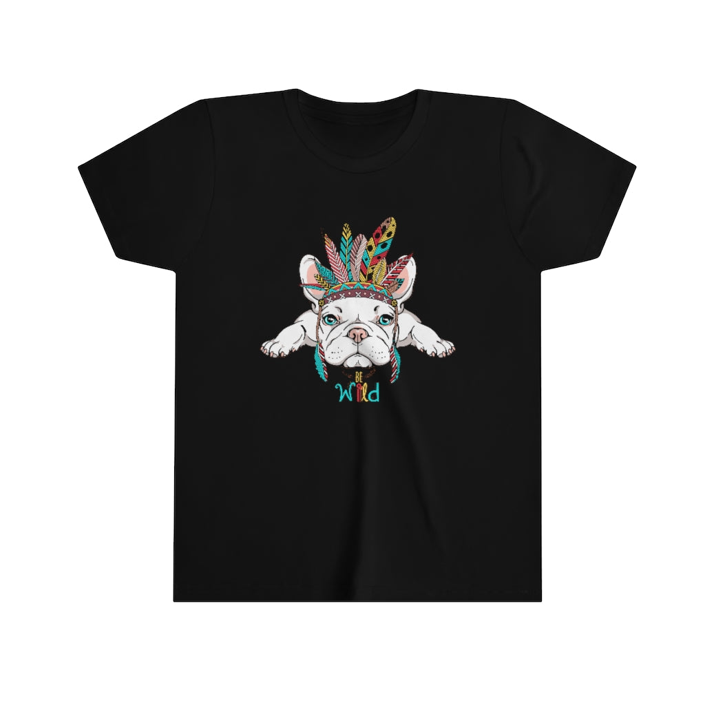 Youth Short Sleeve Tee "French bulldog in Indian headdress"