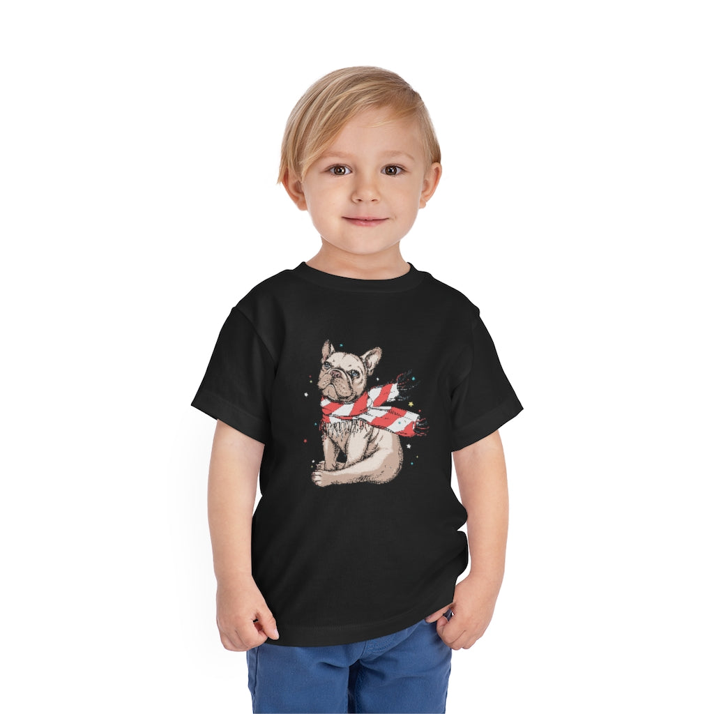 Kids Short Sleeve Tee "French bulldog in a striped scarf"