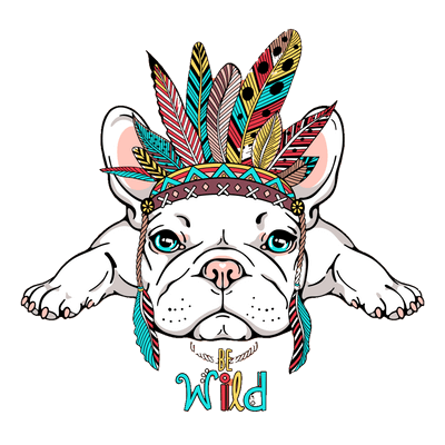 Kids Short Sleeve Tee "French bulldog in Indian headdress"