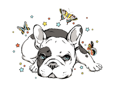 Kids Short Sleeve Tee "French bulldog with butterflies"
