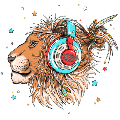 Unisex Jersey Short Sleeve Tee "Lion & headphones"
