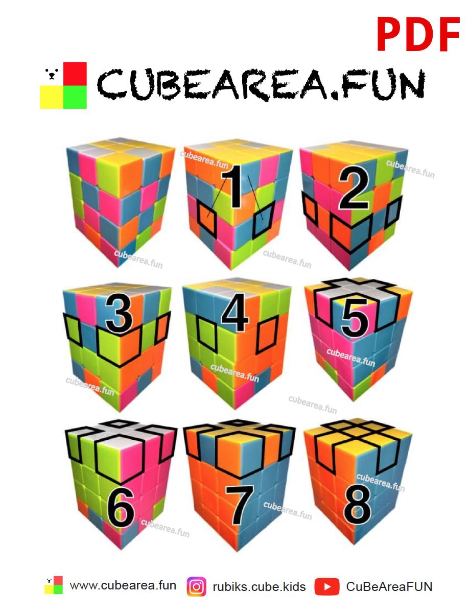 PDF Printable Scheme How to solve Cuboid 3x3x4 by Cubearea.fun Rubik's cube 3x3x4