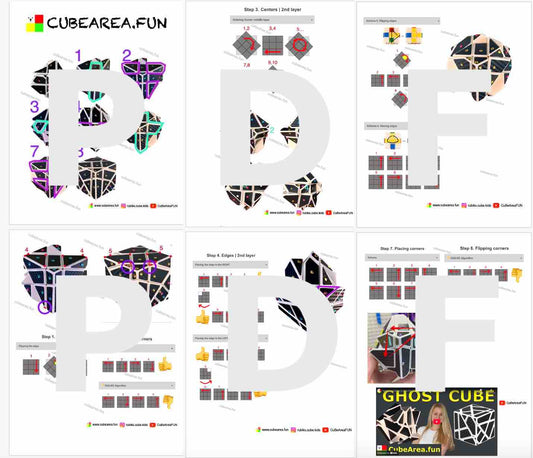 PDF Printable Scheme How to solve a Ghost cube 3x3 by Cubearea.fun | **Detailed instructions