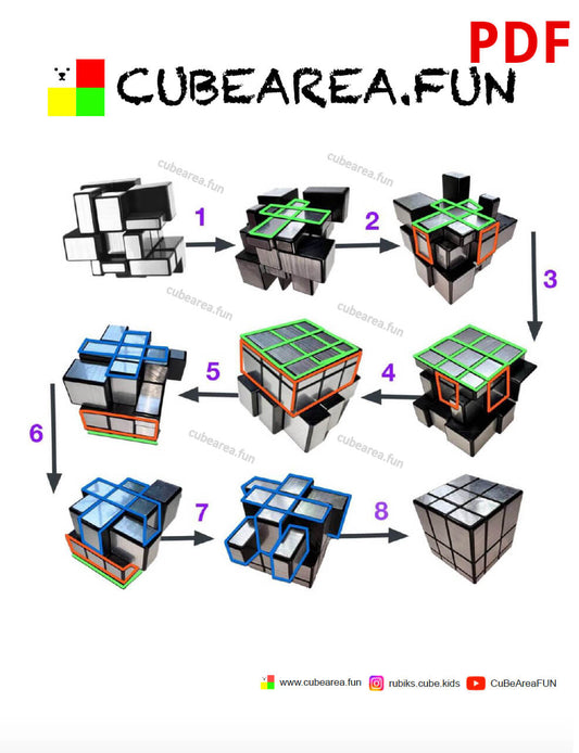 PDF Схема - Как собрать Зеркальный Кубик Рубика 3 на 3 от Cubearea.fun