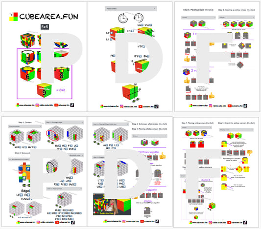 PDF Printable Scheme How to solve Cube 5x5x5 by Cubearea.fun Rubik's cube 5x5x5