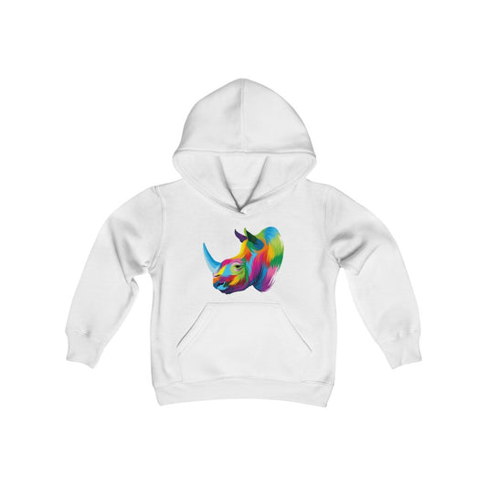 Youth Heavy Blend Hooded Sweatshirt "Abstract colorful Rhino"