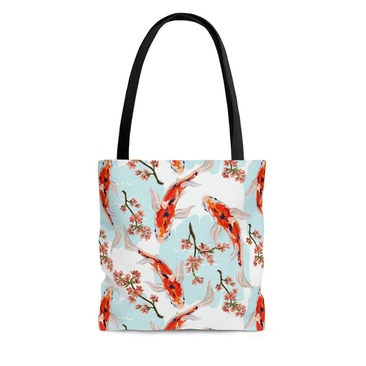 AOP Tote Bag "Fish and sakura pattern"