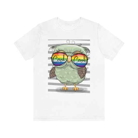 Unisex Jersey Short Sleeve Tee "Cool Cartoon Cute Owl with sun glasses"