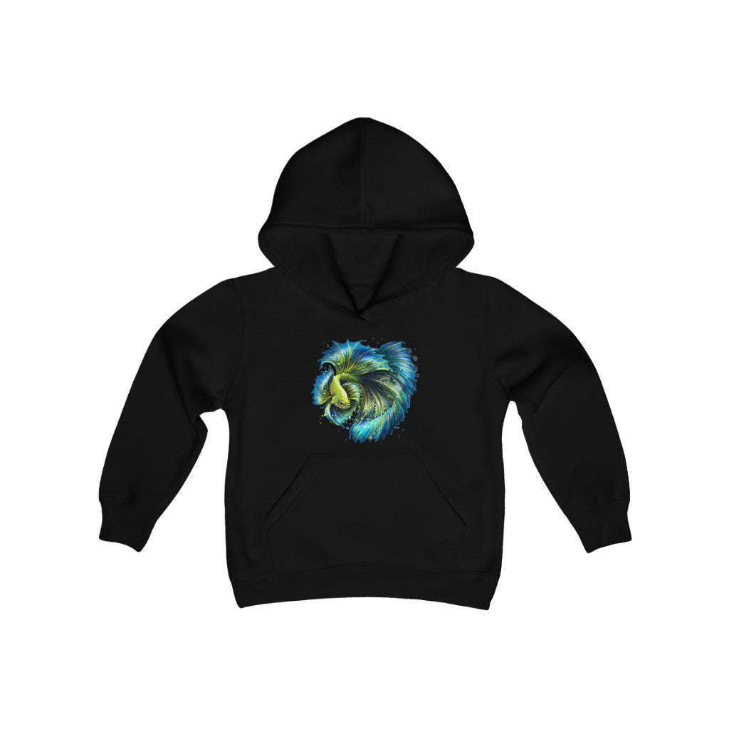 Youth Heavy Blend Hooded Sweatshirt "Colorful tropical fish"