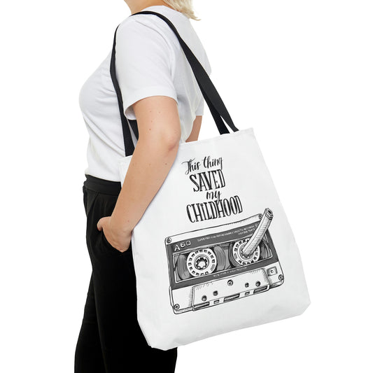 AOP Tote Bag "Audio Cassette and a pencil :)"