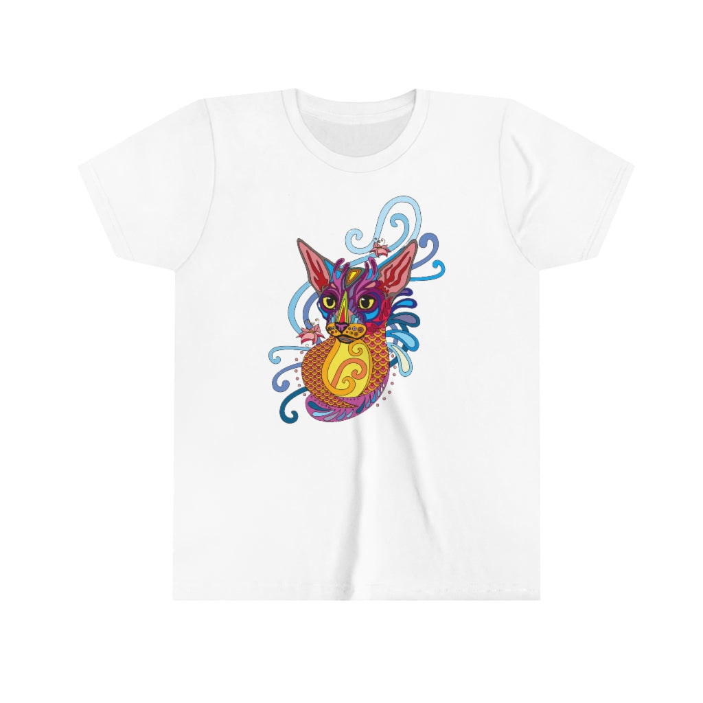 Youth Short Sleeve Tee "Colorful cat ornament"