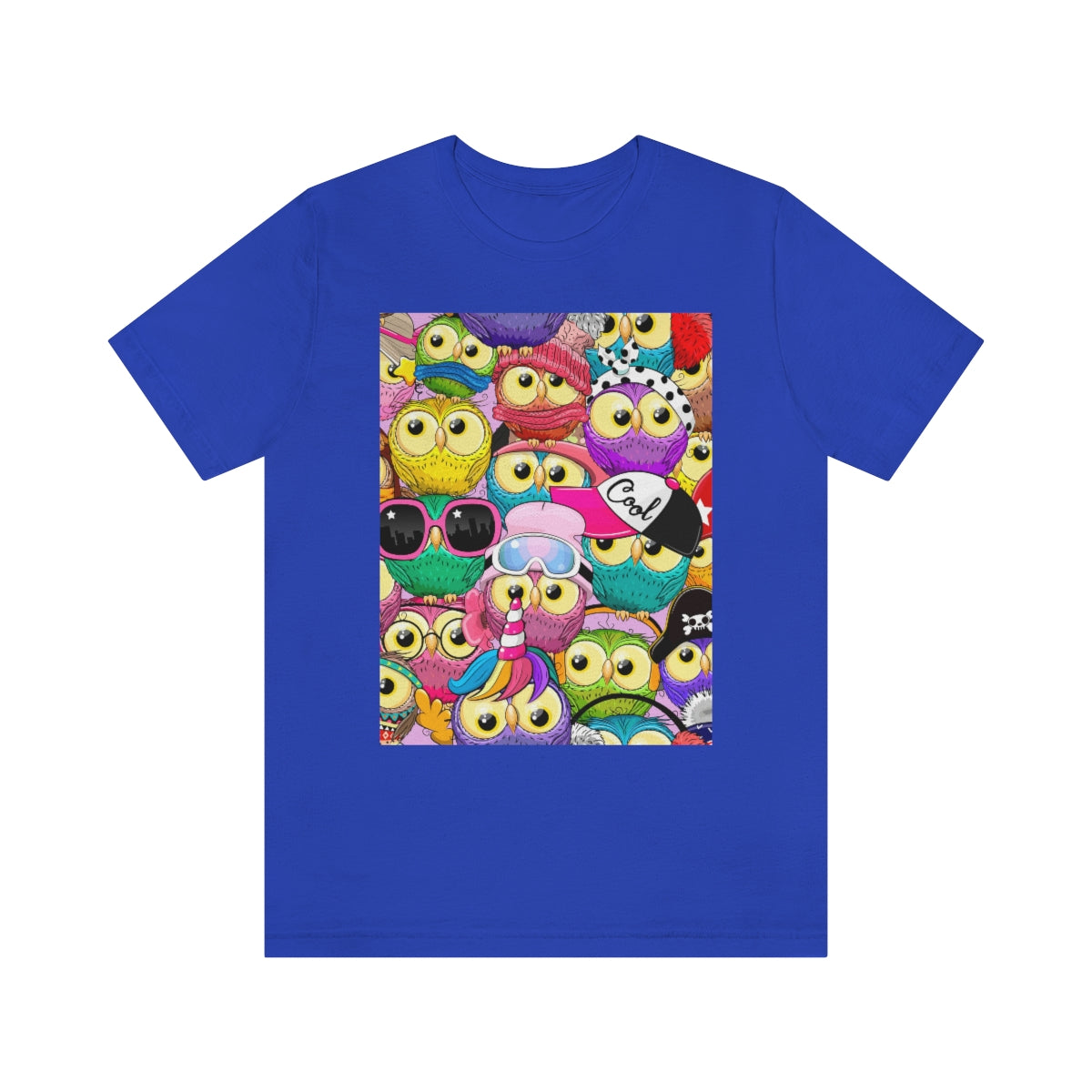 Unisex Jersey Short Sleeve Tee "Colorful Pattern with cute cartoon owls"