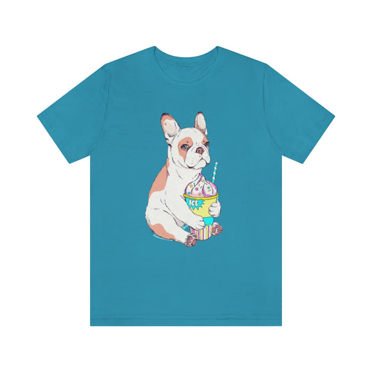 Unisex Jersey Short Sleeve Tee "French bulldog & ice cream"