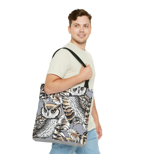 AOP Tote Bag "Gold and silver Owls"