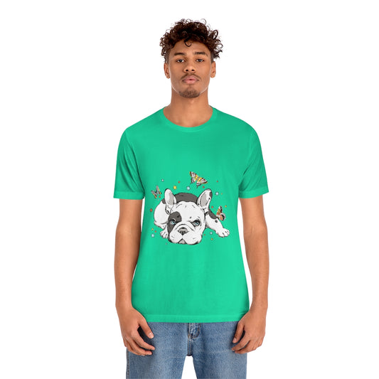 Unisex Jersey Short Sleeve Tee "French bulldog with butterflies"