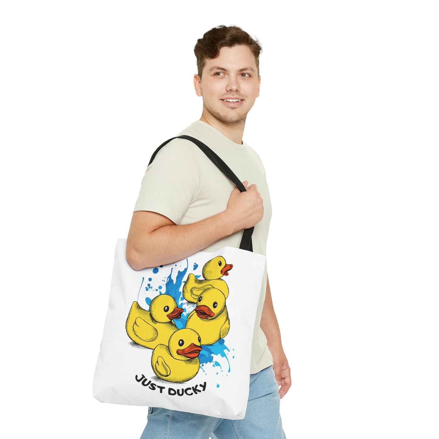 AOP Tote Bag "Group of yellow rubber ducks"