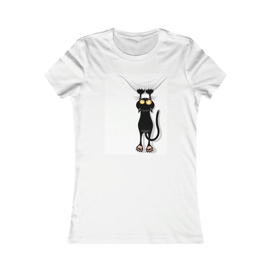 Women's Favorite Tee "Funny Cat Cartoon Scratching Curtain"