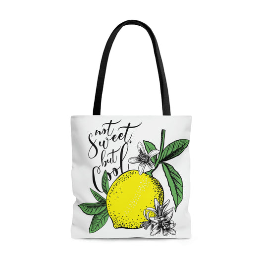 AOP Tote Bag 2 sides "Lemons with leaves and flowers"