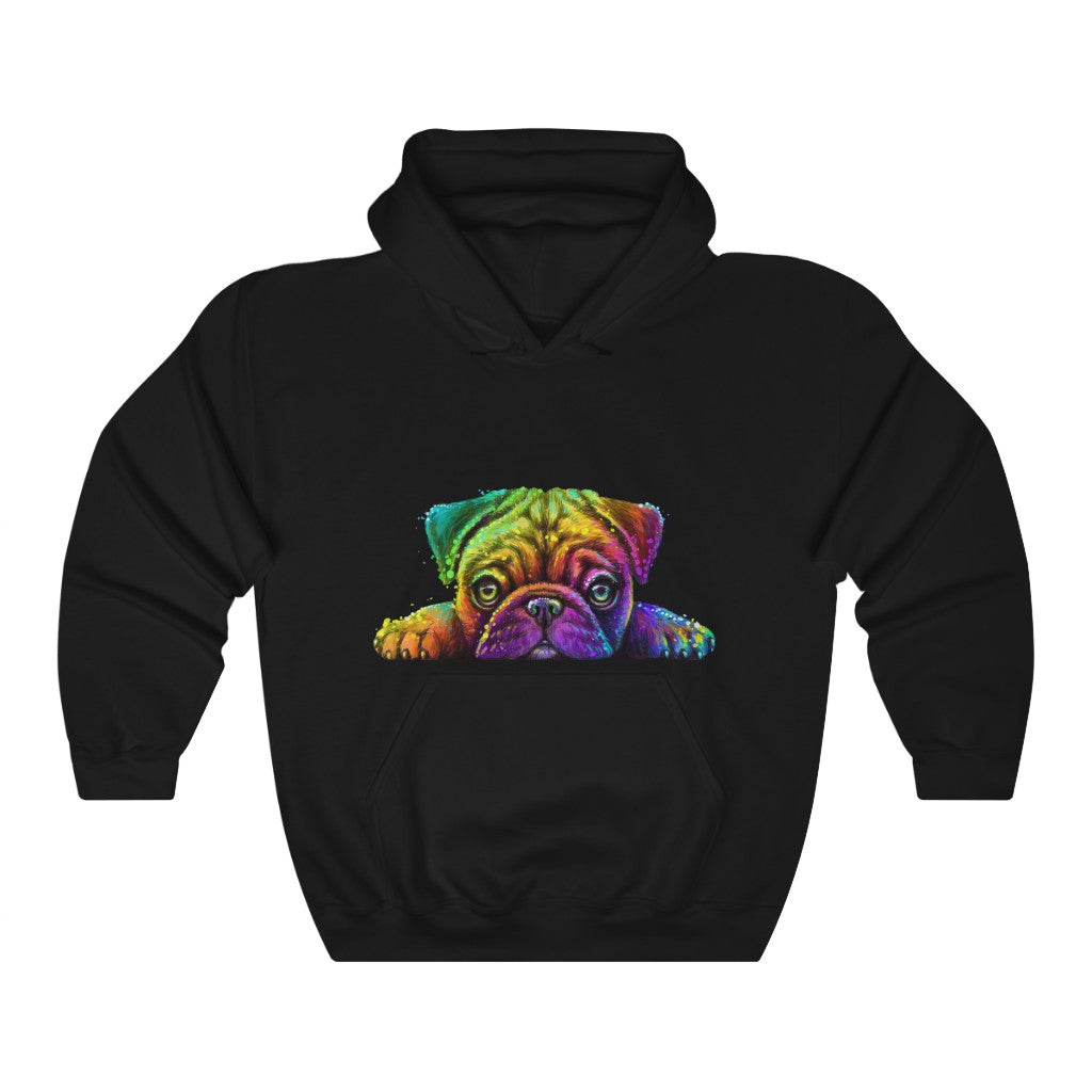 Unisex Heavy Blend™ Hooded Sweatshirt "Colorful neon Pug"