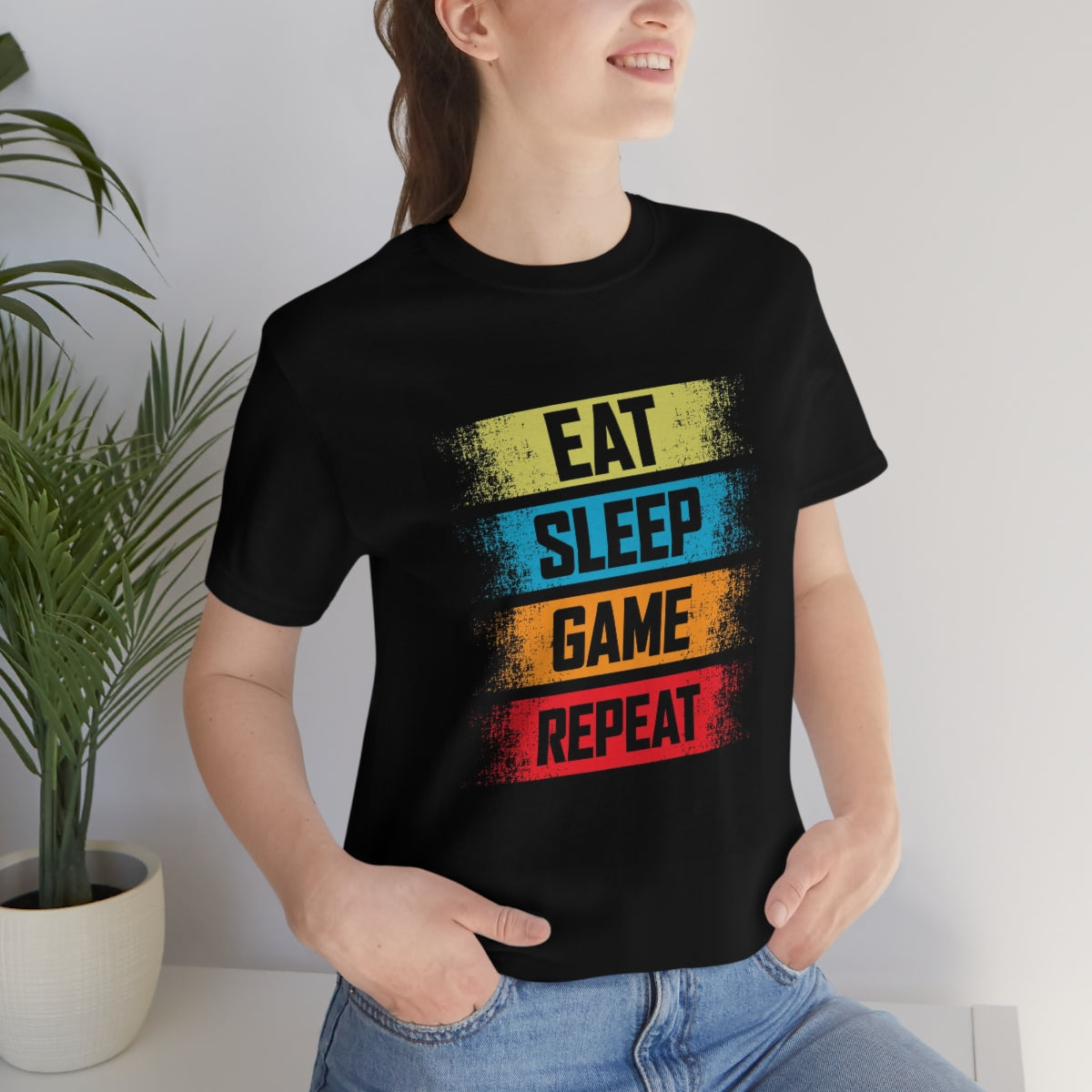Unisex Jersey Short Sleeve Tee "Eat, sleep, game, repeat"