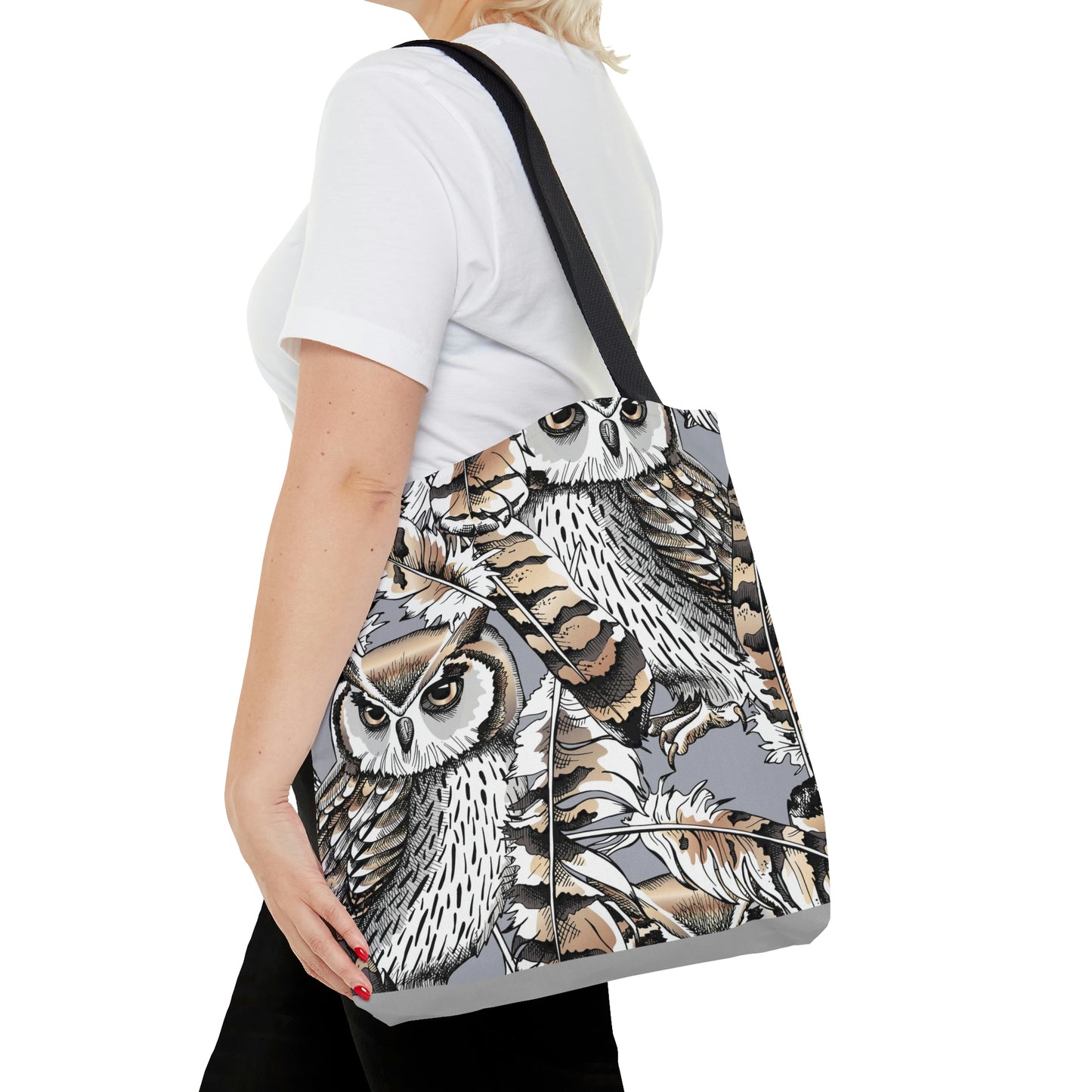 AOP Tote Bag "Gold and silver Owls"