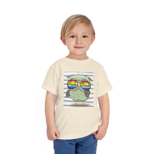 Kids Short Sleeve Tee "Cool Cartoon Cute Owl with sun glasses"