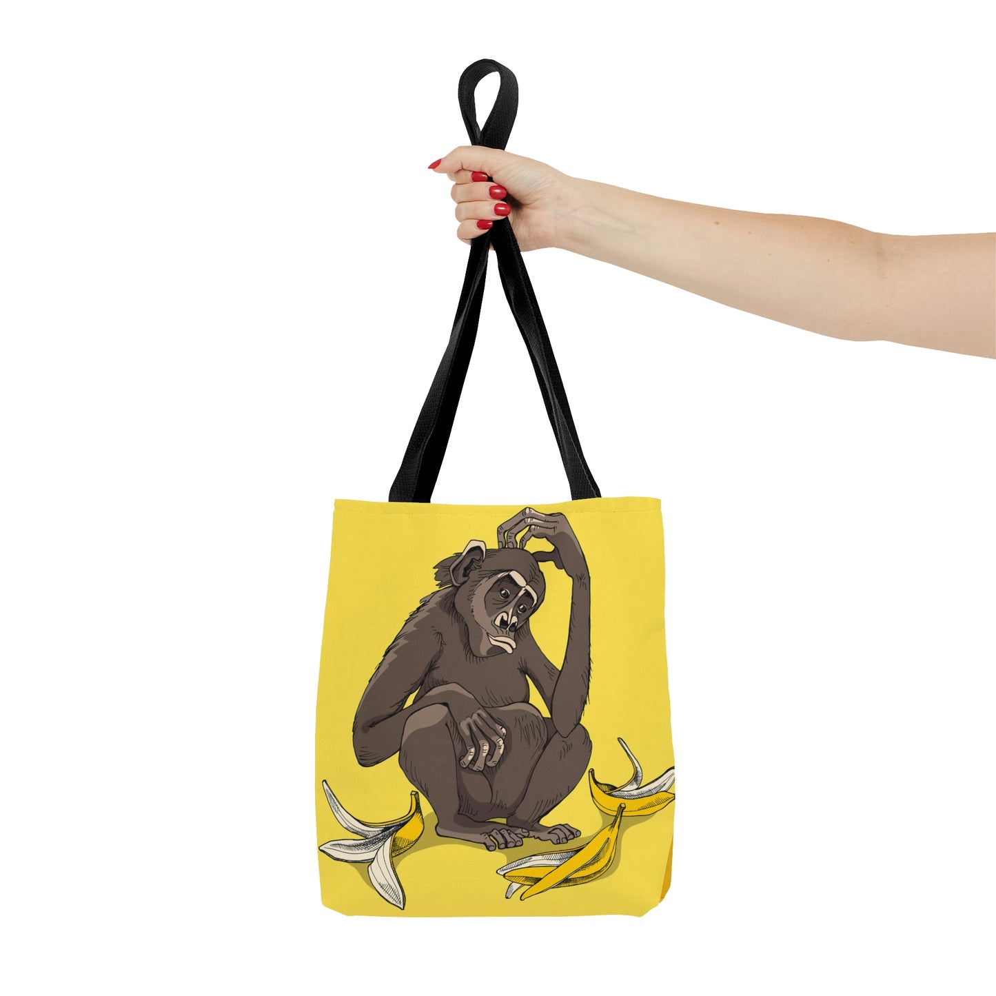 AOP Tote Bag "Cute Monkey with the banana skins"