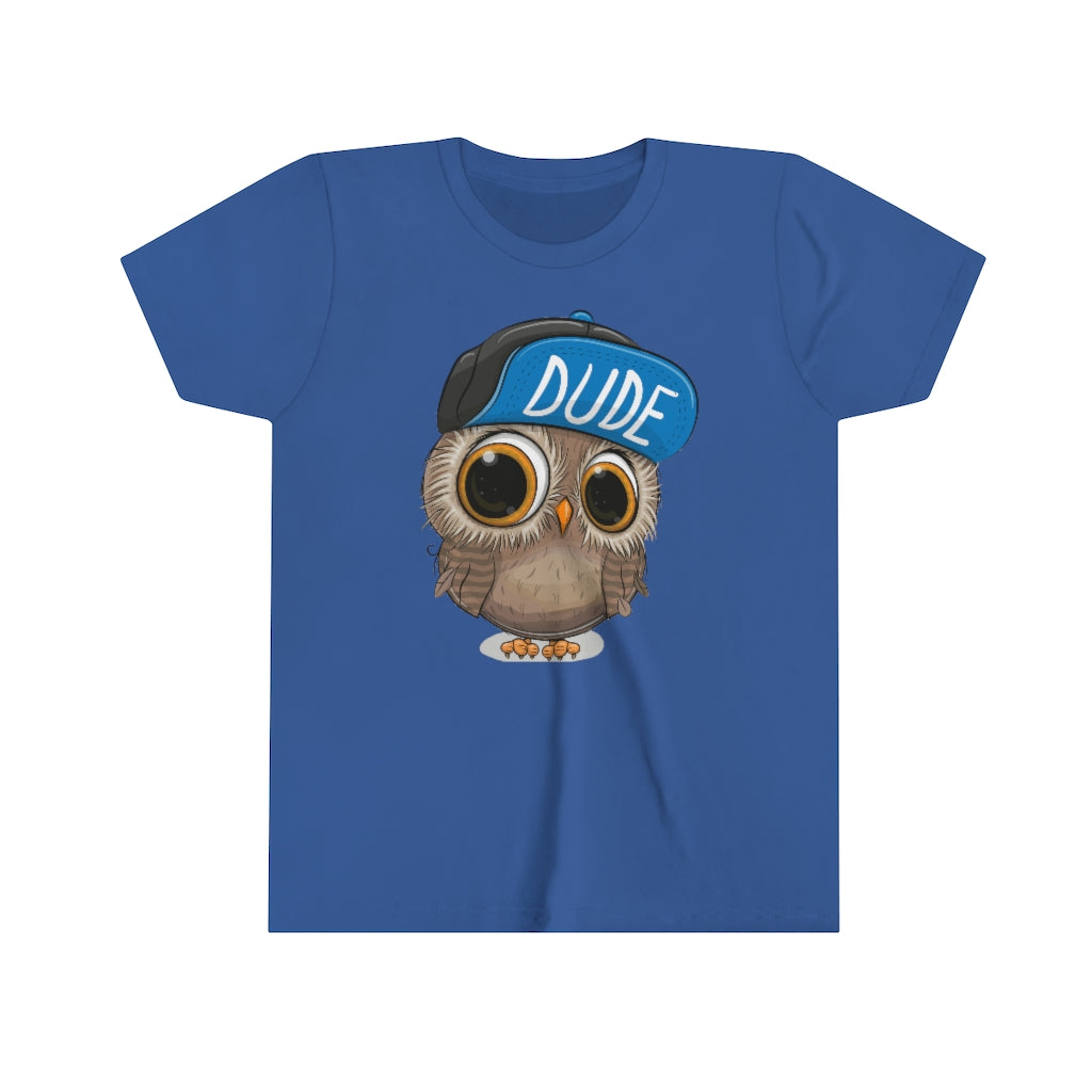 Youth Short Sleeve Tee "Cute Cartoon Owl in a cap"