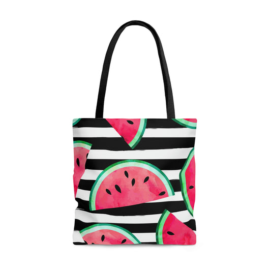 AOP Tote Bag "Watermelon pieces. Striped background"