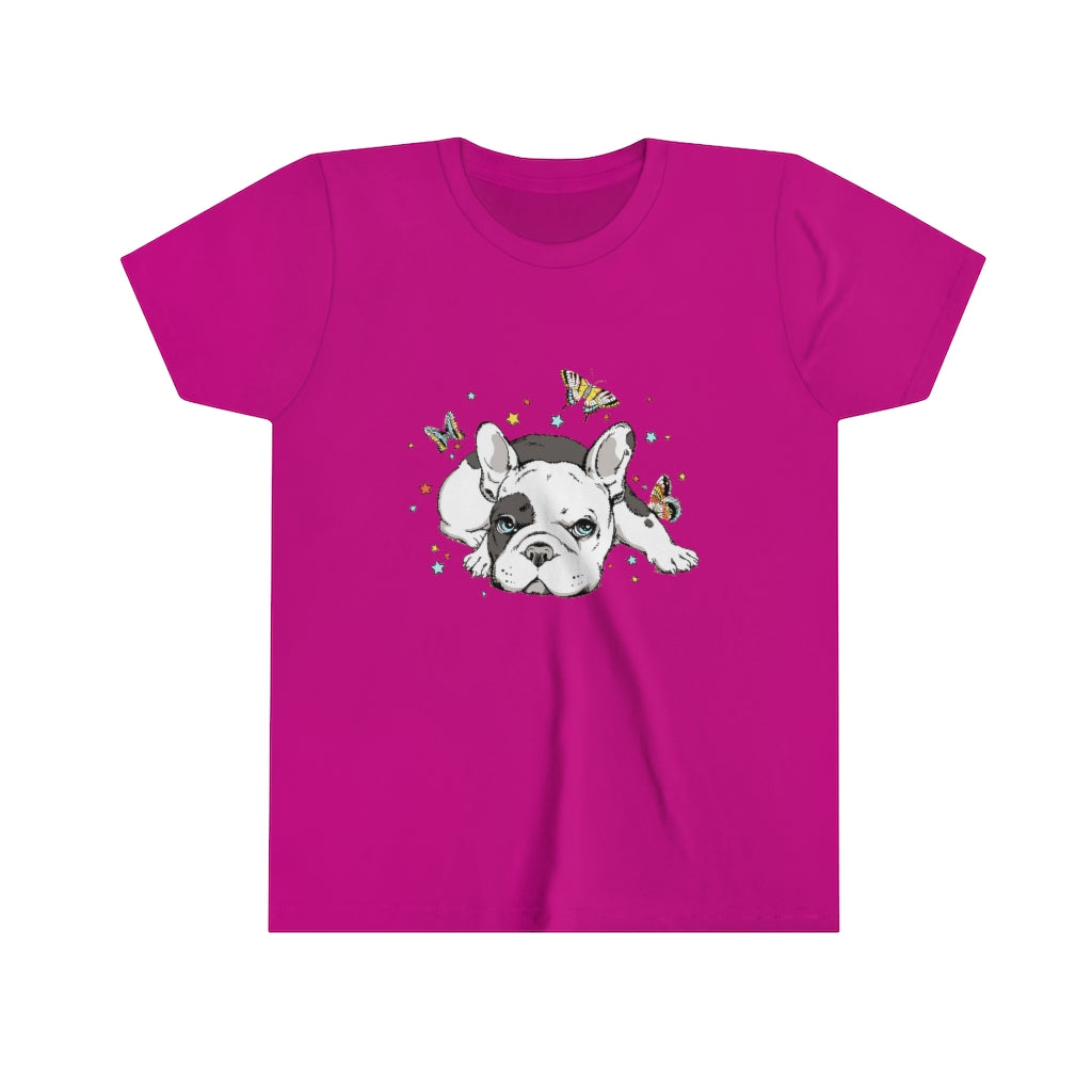 Youth Short Sleeve Tee "French bulldog with butterflies"