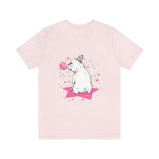 Unisex Jersey Short Sleeve Tee "French white bulldog & stars"