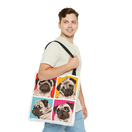 AOP Tote Bag "Four pugs"