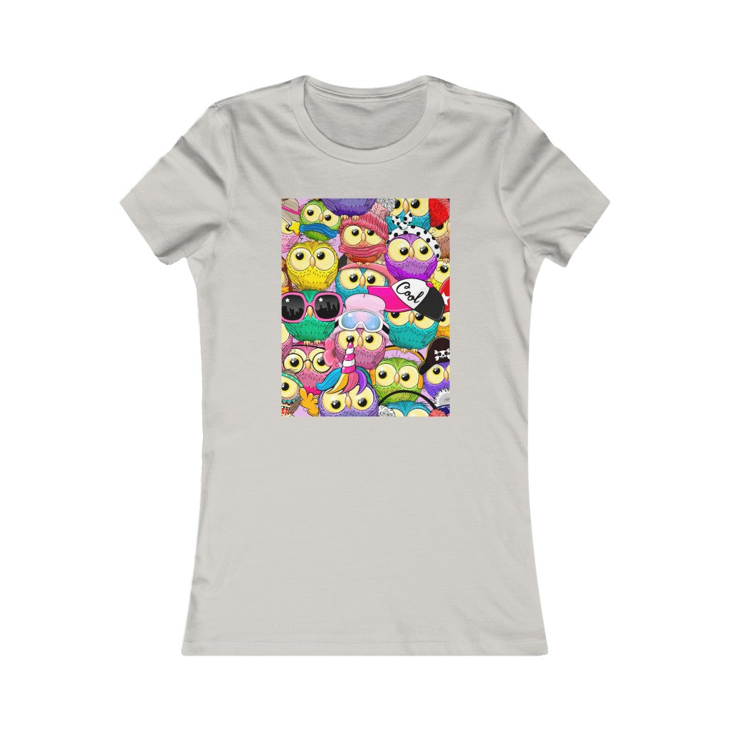Women's Favorite Tee "Colorful Pattern with cute cartoon owls"