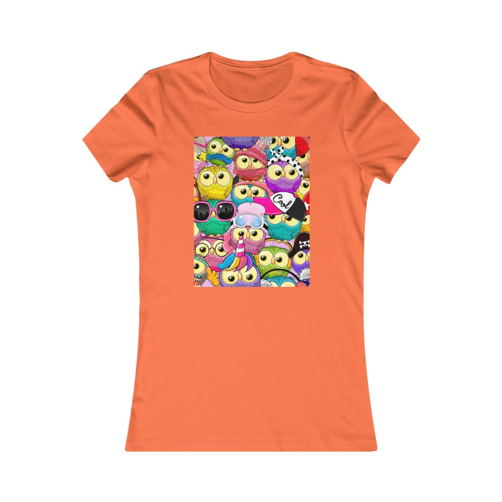 Women's Favorite Tee "Colorful Pattern with cute cartoon owls"