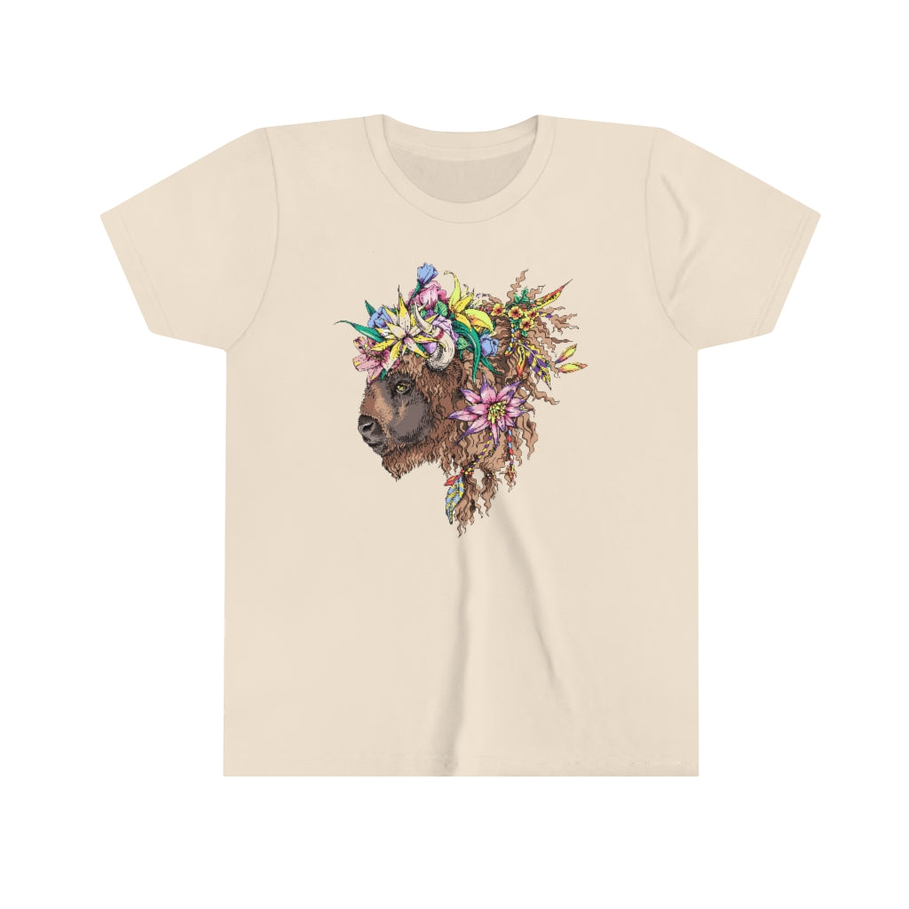 Youth Short Sleeve Tee "Bison & flowers"