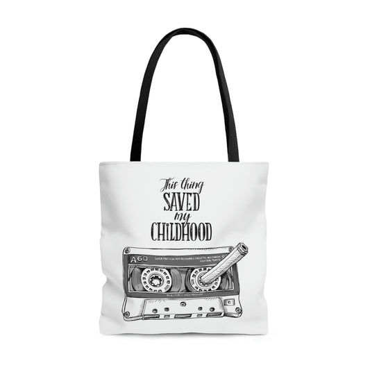AOP Tote Bag "Audio Cassette and a pencil :)"