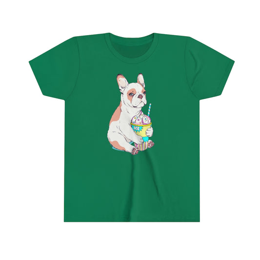 Youth Short Sleeve Tee "French bulldog & ice cream"