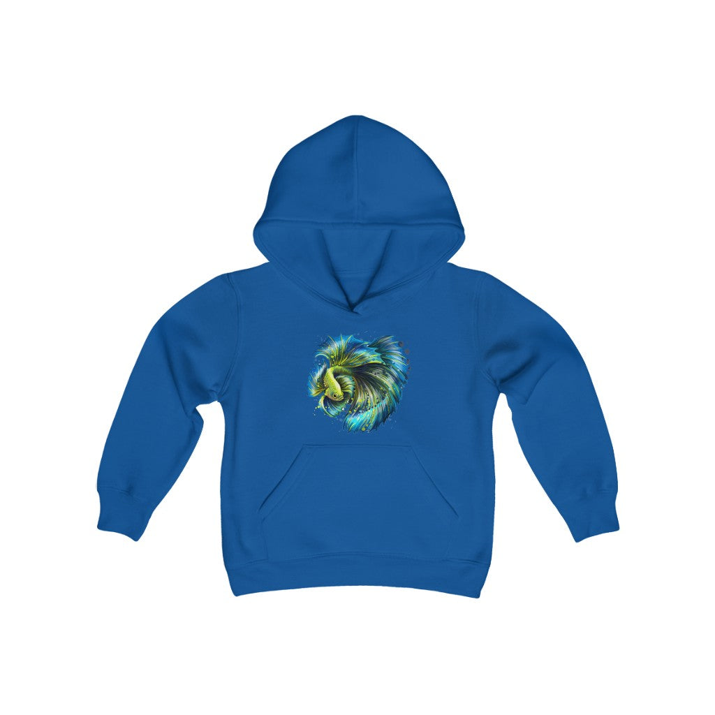 Youth Heavy Blend Hooded Sweatshirt "Colorful tropical fish"