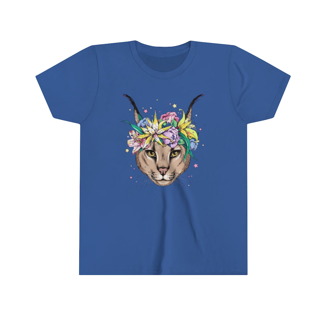 Youth Short Sleeve Tee "Caracal with flowers"