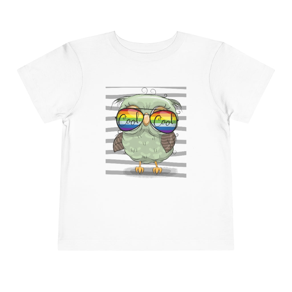 Kids Short Sleeve Tee "Cool Cartoon Cute Owl with sun glasses"