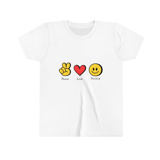 Youth Short Sleeve Tee "Peace, love, positive"