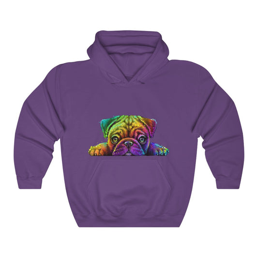 Unisex Heavy Blend™ Hooded Sweatshirt "Colorful neon Pug"