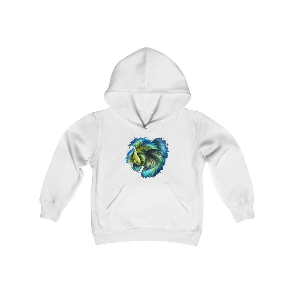 Youth Heavy Blend Hooded Sweatshirt "Colorful tropical fish"