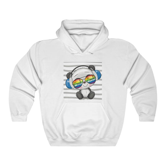 Unisex Heavy Blend™ Hooded Sweatshirt "Cool Cartoon Cute Panda with sun glasses and headphones"