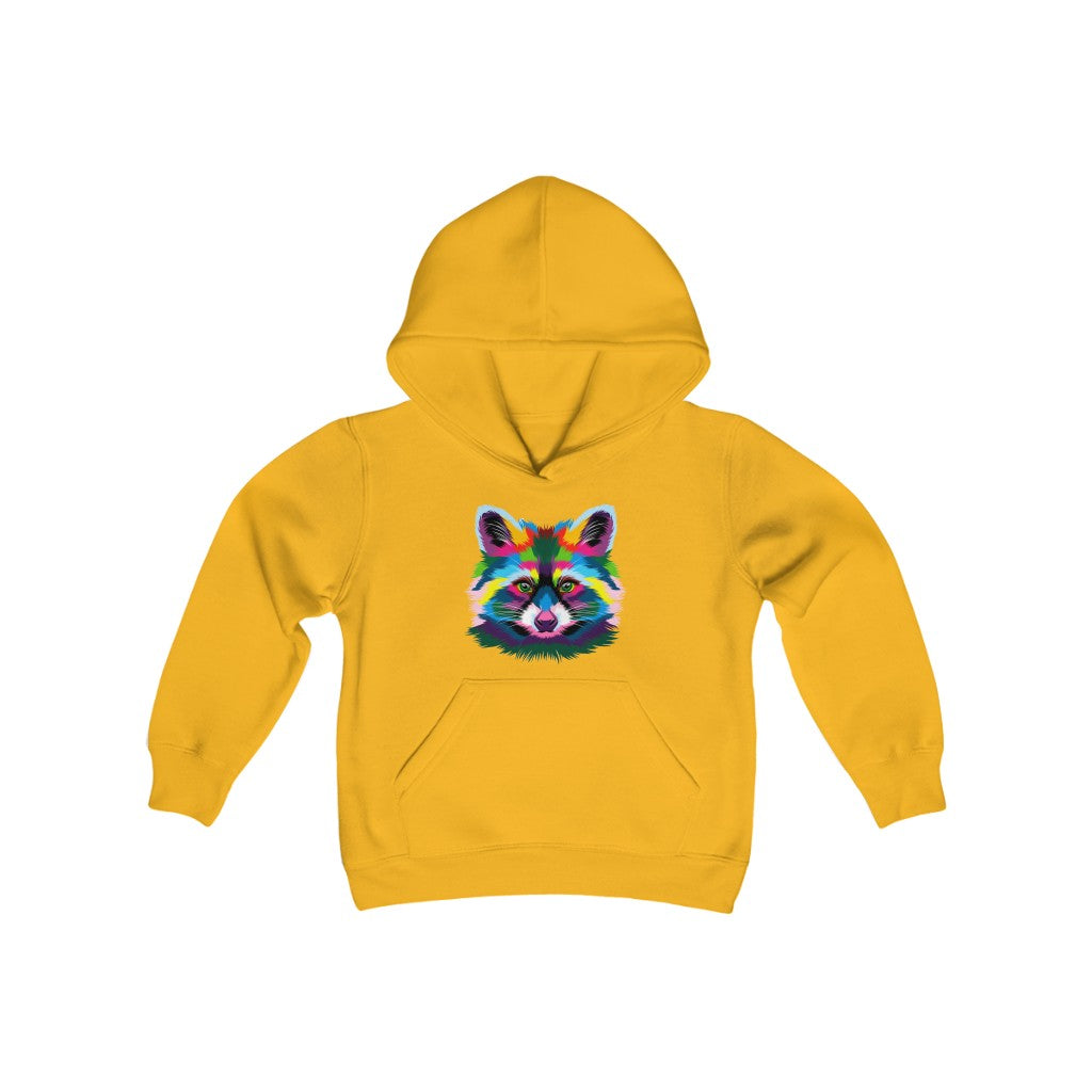Youth Heavy Blend Hooded Sweatshirt "Abstract colorful raccoon"