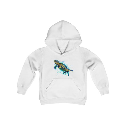Youth Heavy Blend Hooded Sweatshirt "Sea colorful turtle"