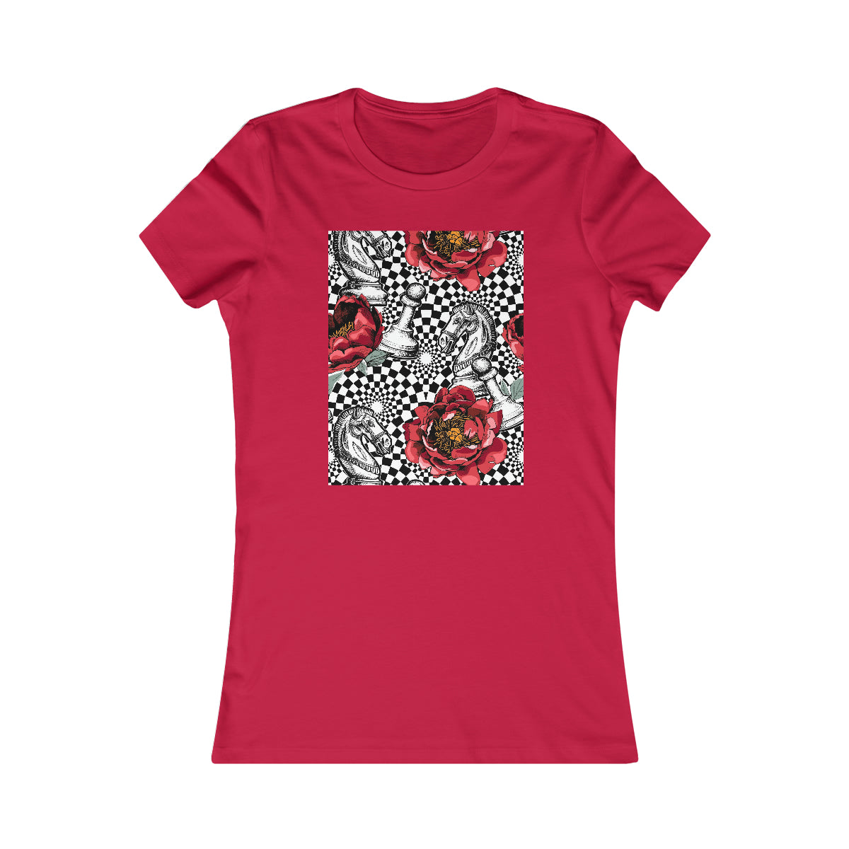 Women's Favorite Tee "Optical illusion Chess & flowers"