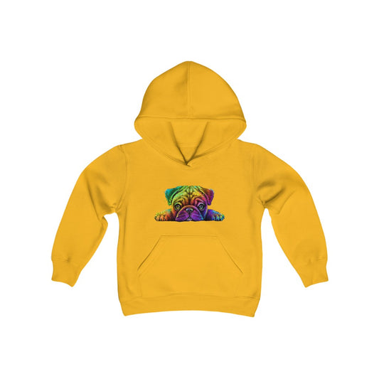 Youth Heavy Blend Hooded Sweatshirt "Colorful neon Pug"
